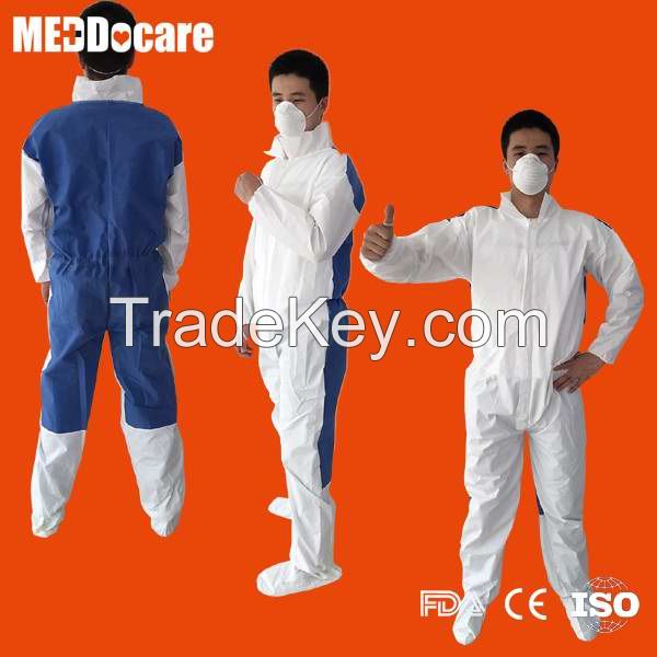 Disposable boiler suit protective nonwoven SMS PP white work coverall