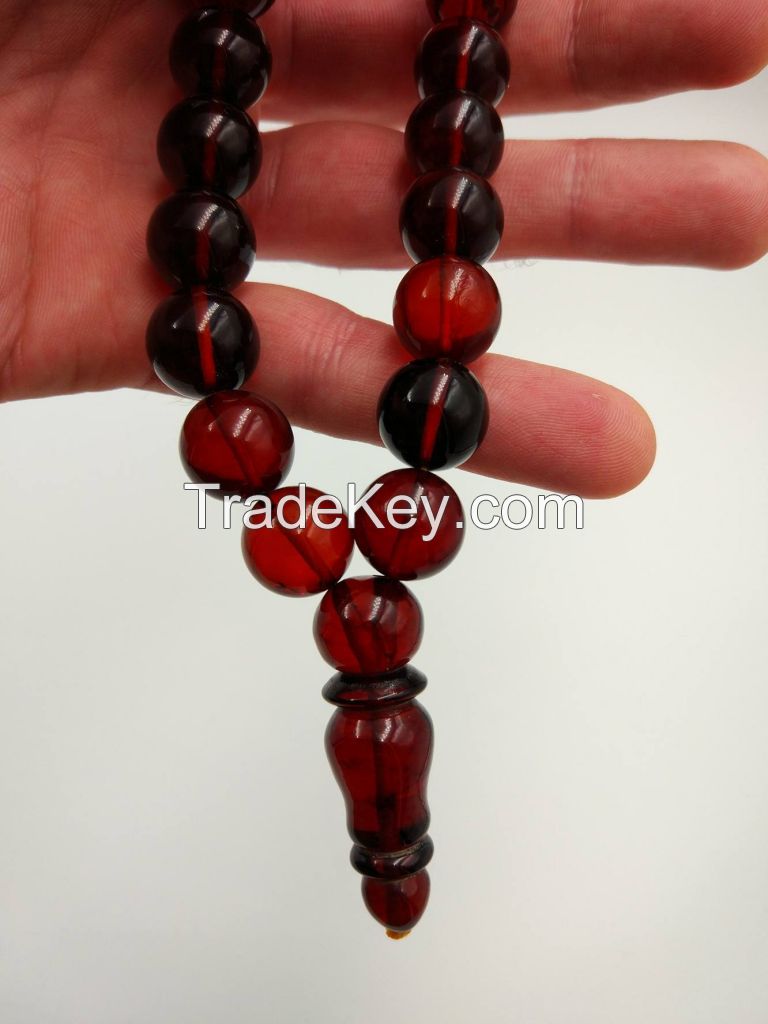 Islamic Muslim Prayer 33 beads Tasbih Misbahah Tespih baltic amber from Poland