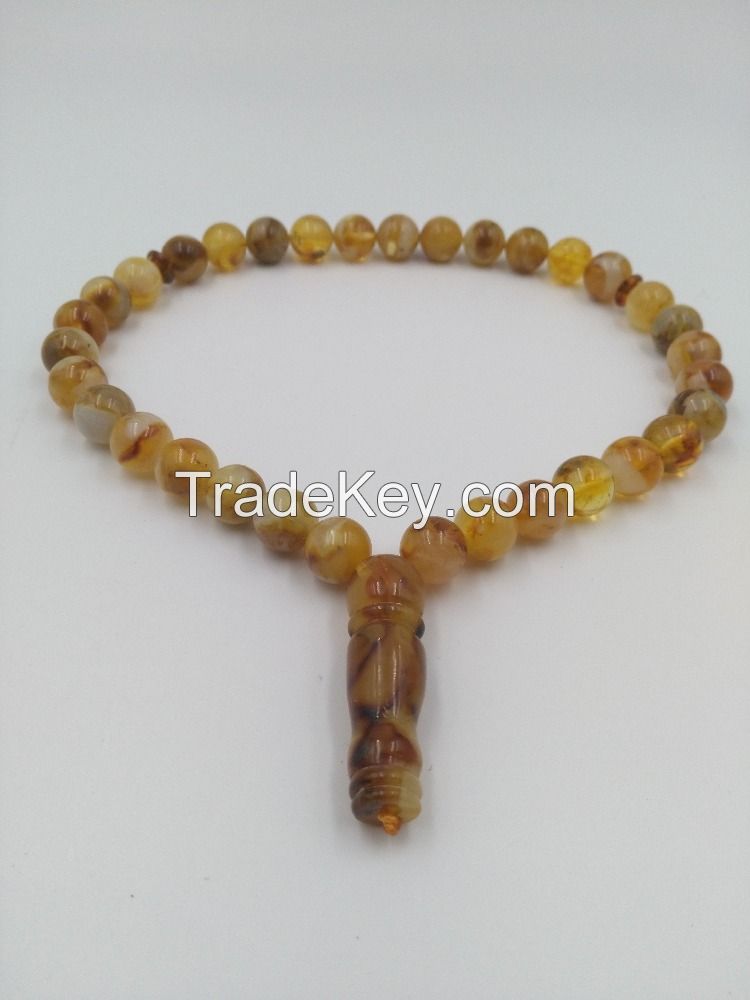 Islamic Muslim Prayer 33 beads Tasbih Misbahah Tespih baltic amber from Poland