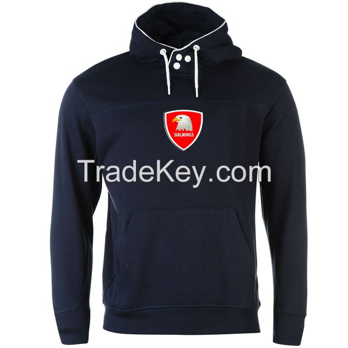 Dark blue fleece hoodie for men