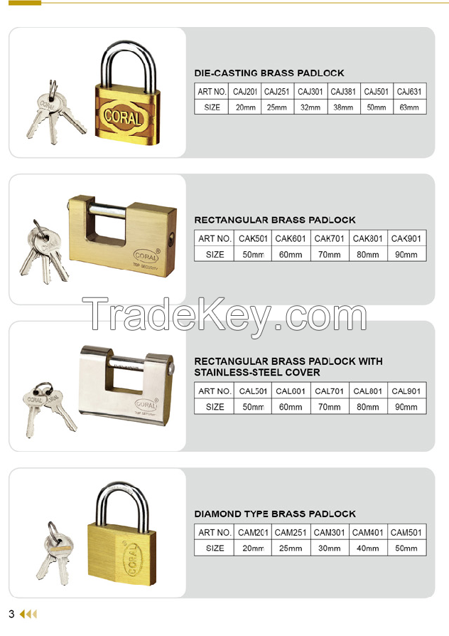 Die Cast Brass Padlock , Solid Brass Padlock ,