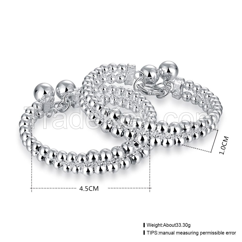 wholesale classic 990 sterling silver unisex men and women jewelry custom bead bracelets