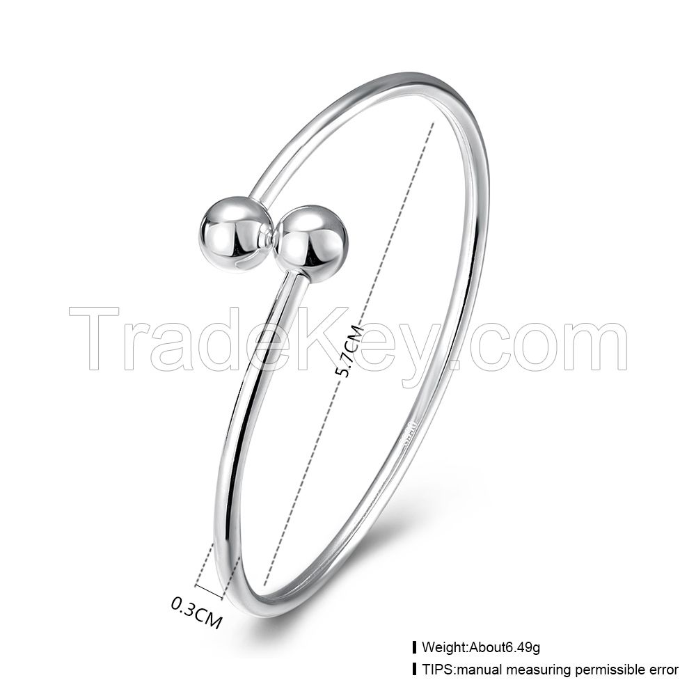 fashion round 925 sterling silver women simple bangle designs