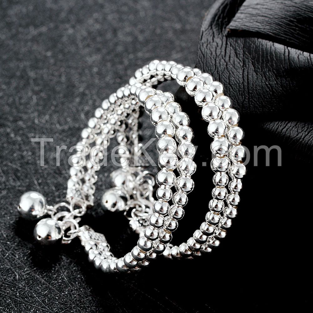 wholesale classic 990 sterling silver unisex men and women jewelry custom bead bracelets