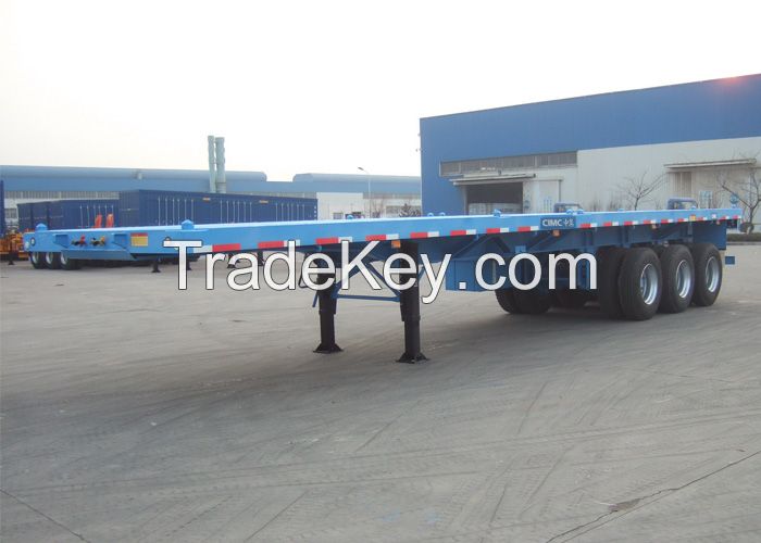 CIMC 20 ft flatbed trailer with iron stake 40 ft high bed semi trailer for container transportation