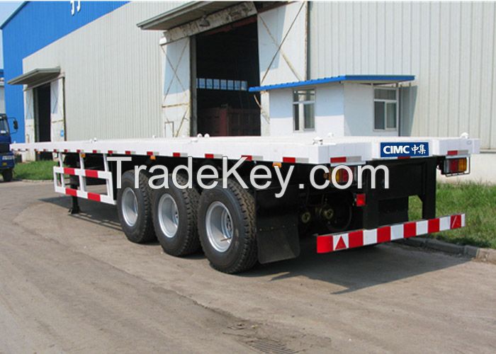 CIMC 20 ft flatbed trailer with iron stake 40 ft high bed semi trailer for container transportation