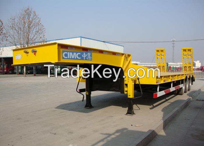 CIMC 60 t hydraulic low bed trailer excavator transport semi trailer dimension of 16m 3 axles