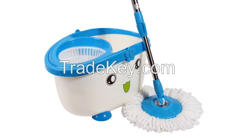 360° Degree Rotating Head Easy Magic Floor Mop &amp;amp; Spin Dry Bucket 2 Head Microfiber Twist Hurricane Spinning cute design