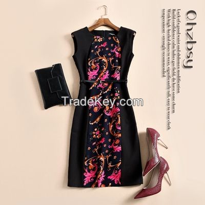 printed sleeveless casual dress