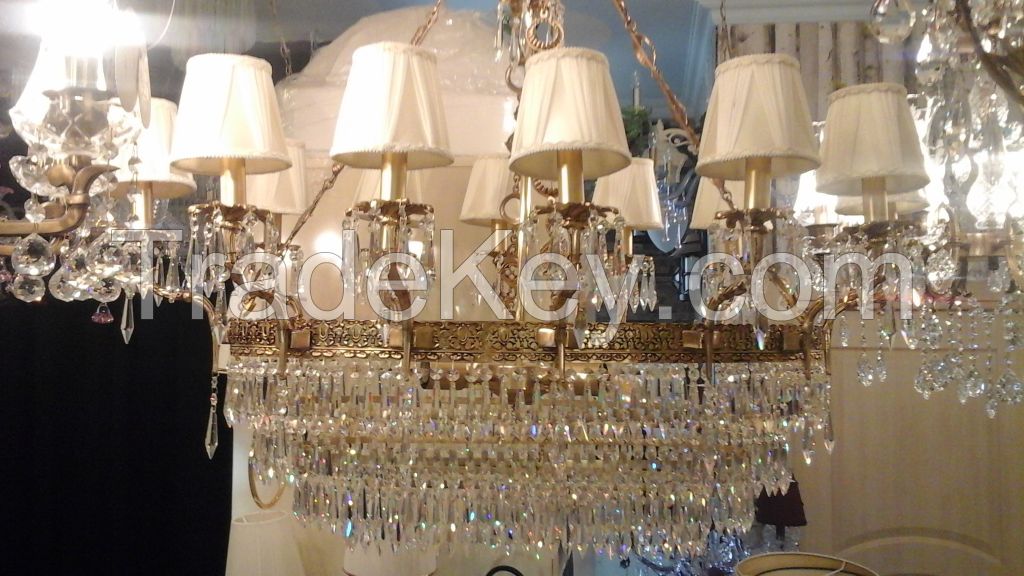 CRYSTAL AND BRASS CHANDELIERS