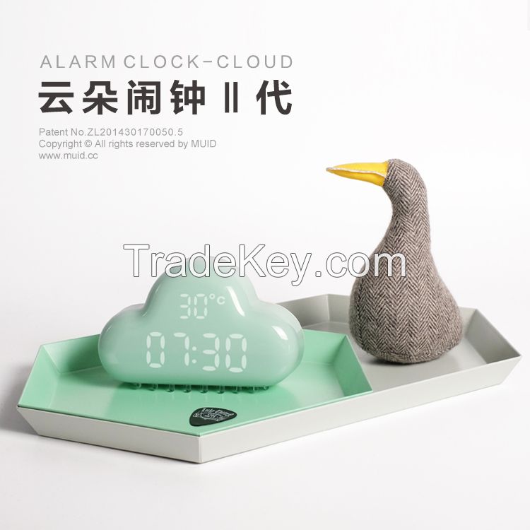  Original Design Cloud Alarm Clock,Digital Geometric Mint Voice-activated LED Wall Clock, rechargeable Cloud Alarm Clock