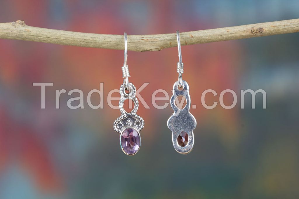 Wholesale 925 Sterling Silver Amethyst Gemstone Earring