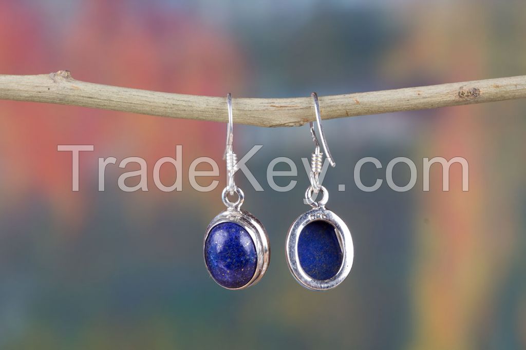 Wholesale 925 Sterling Silver Lapis Lazuli Gemstone Earring