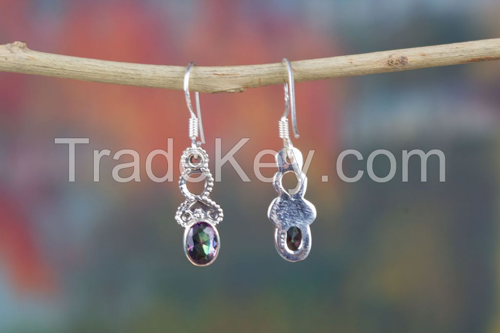 Wholesale 925 Sterling Silver Mystic Topaz Gemstone Earring