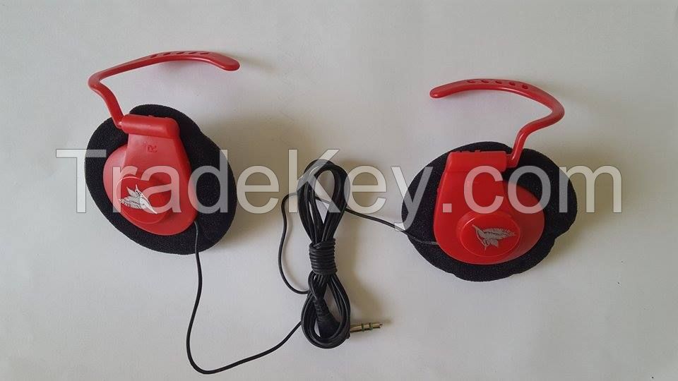 Red & black clip-on headphones with ear-pads