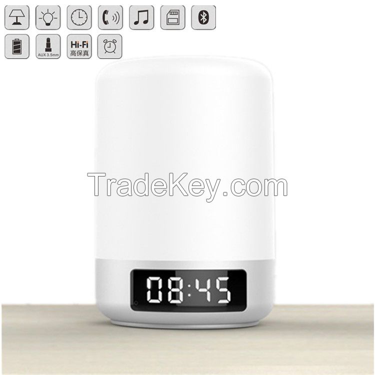 USBchange color , dimmable LED bluetooth speaker lamp clock alarm desk