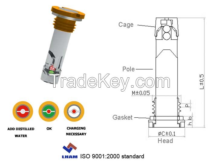 battery charge indicator for car battery with 2 balls A102