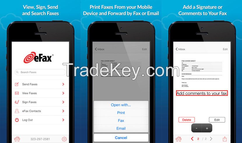 eFax,fax and get fax in online by email without fax machine.