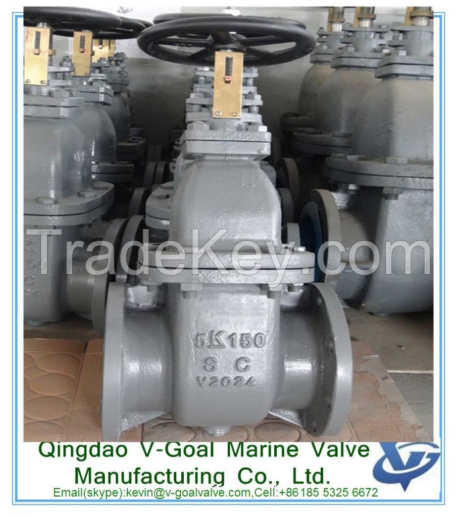 JIS F7363c Cast Iron Rising Stem Type 10k Gate Valves (Size:50-450)