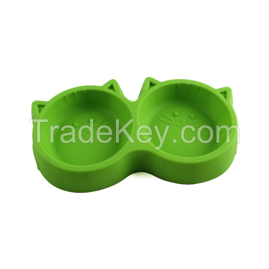 Silicone cat face pet bowl