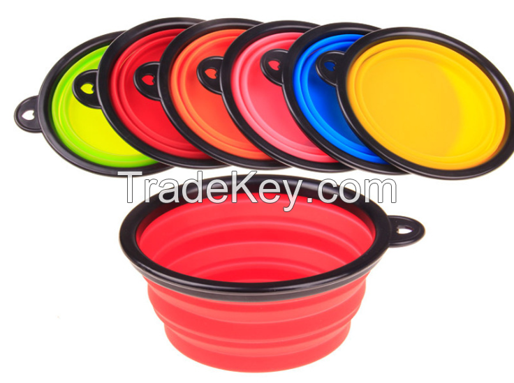 Collapsible silicone disc pet bowl dog bowl feeder portable 