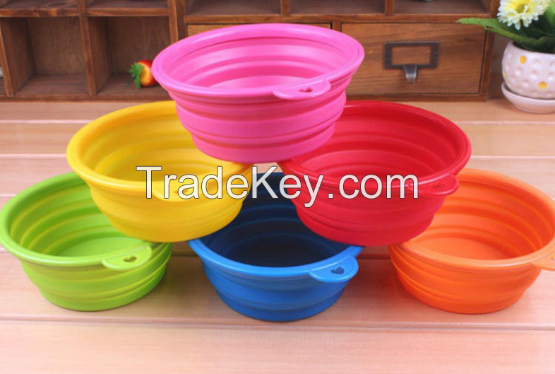 Collapsible silicone disc pet bowl dog bowl dog Frisbee feeder portable 