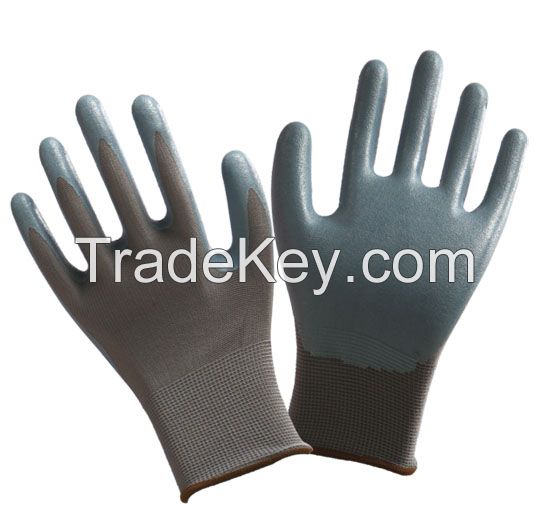 13G polyester liner with smooth nitrile, palm coated