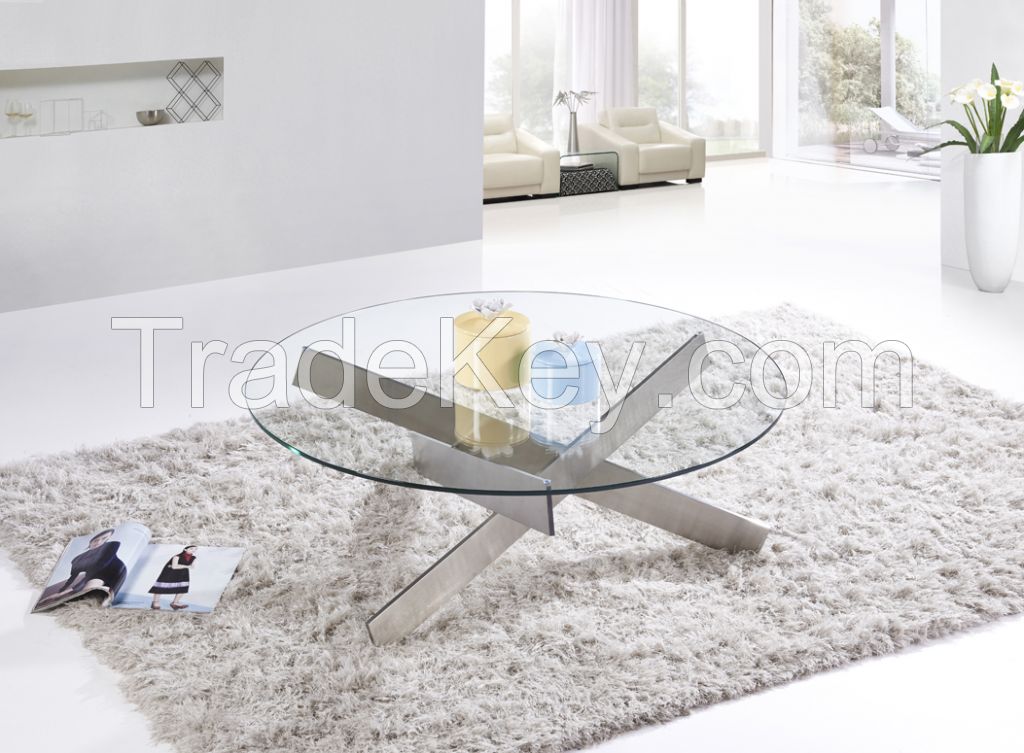 SHIMING FURNITURE MS-3353 Tempered glass with stainless steel coffee table