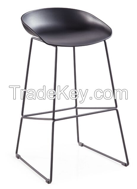 SHIMING FURNITURE MS-3227 black plastic seated bar stool