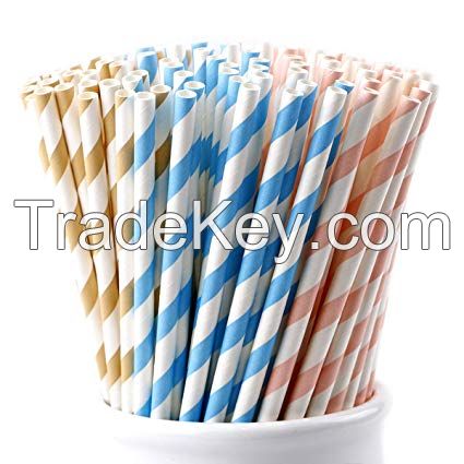 Color Biodegradable Paper Straws - Bright Colors - Eco Friendly Straws for Juice, Soda, Cocktails, Shakes - Great for Birthday Parties, Bridal Showers, Cake Pop Sticks