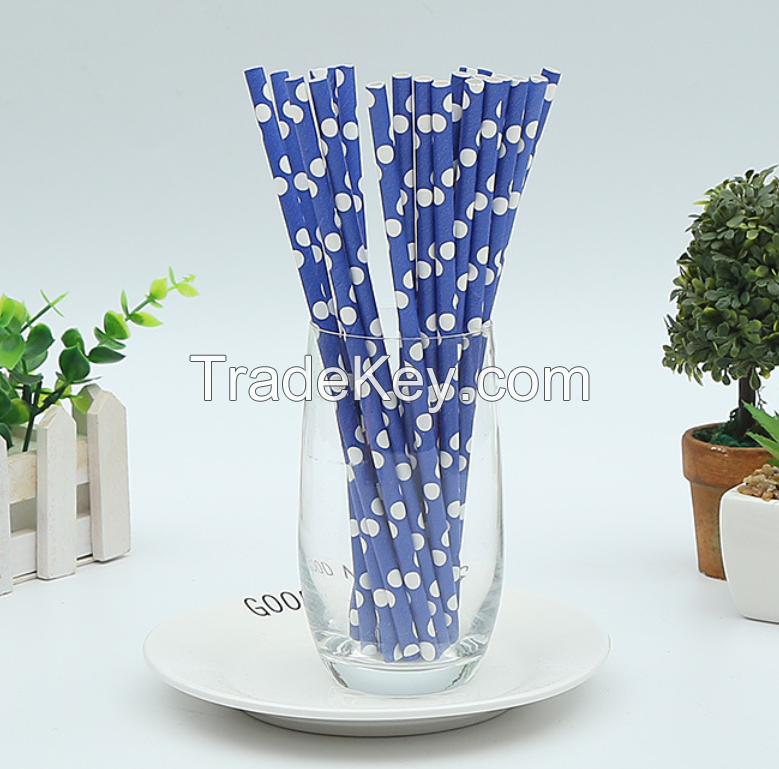 Polka Dot Paper Straws - Eco Friendly Biodegradable Straws