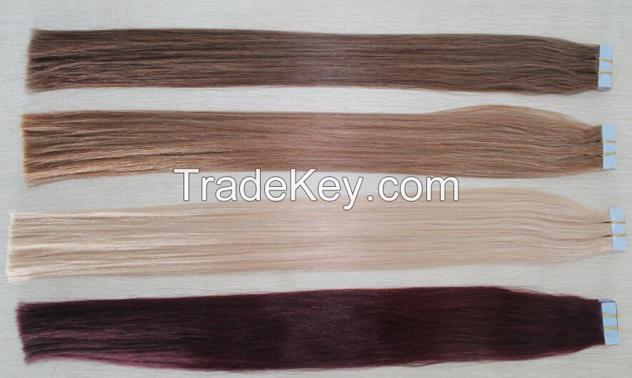 100% Human No Mixed Seamless Pu Skin Weft Hair