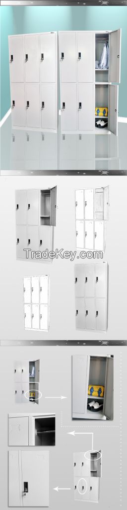 High quality cold rolled steel moisture proof wide 6 door wardrobe