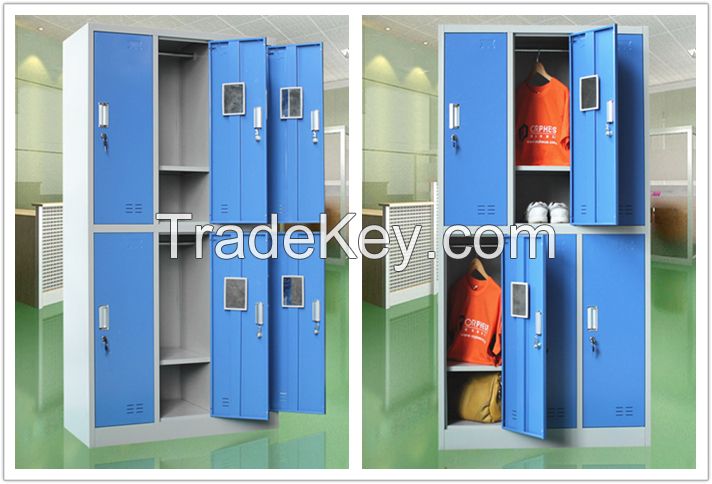 High quality cold rolled steel moisture proof wide 6 door wardrobe