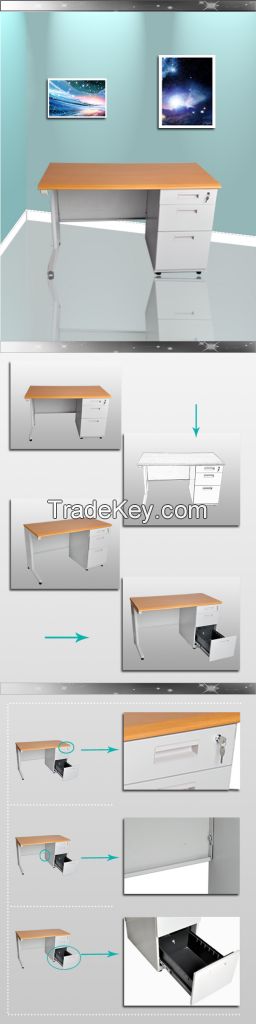 Luxury Fireproof MDF Top Office Desk with Metal Front Panel