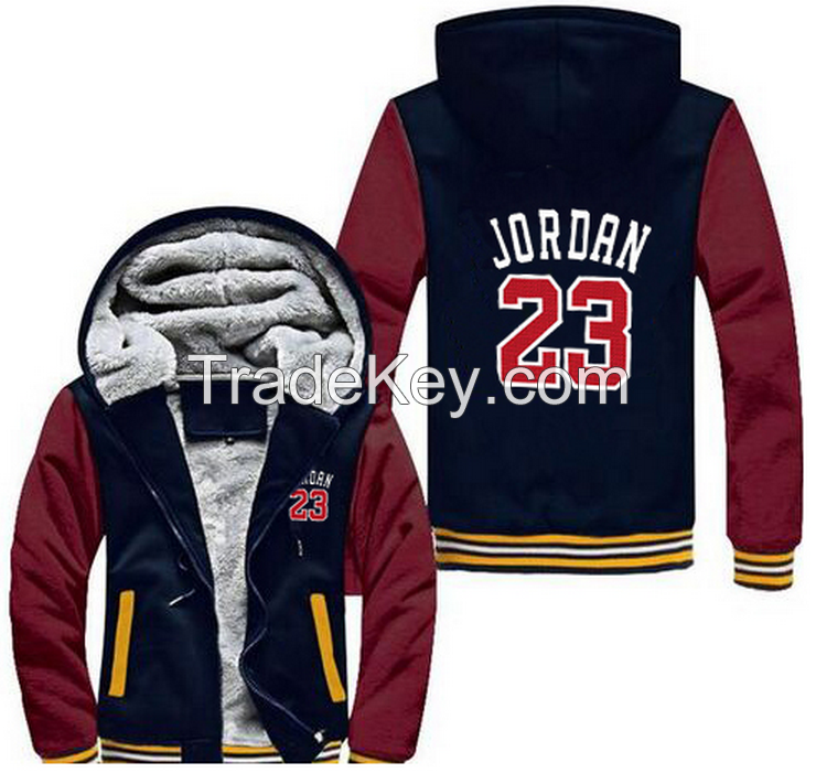 Jordan 23 Set Hip Hop Men Tops Bottoms Thicken Zipper Fleece Swearshirts Plus Size