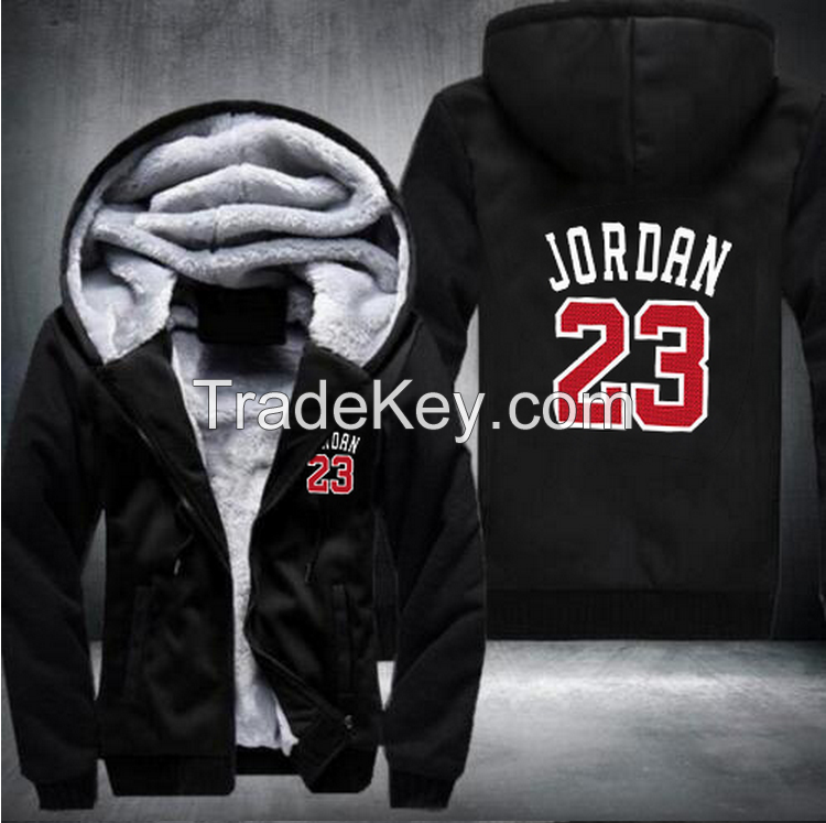 Jordan 23 Set Hip Hop Men Tops Bottoms Thicken Zipper Fleece Swearshirts Plus Size