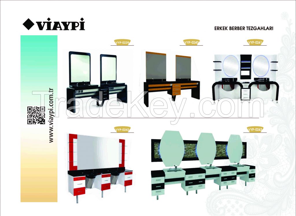 Barber Shop Mirrors , Barber Mirrors , Barber benches , Beauty Salon Mirrors , Salon Mirrors For Hairdressers , Hairdressing Benches , Viaypi Company , Barber Chairs , Hairdressing Tables , Barber Tables