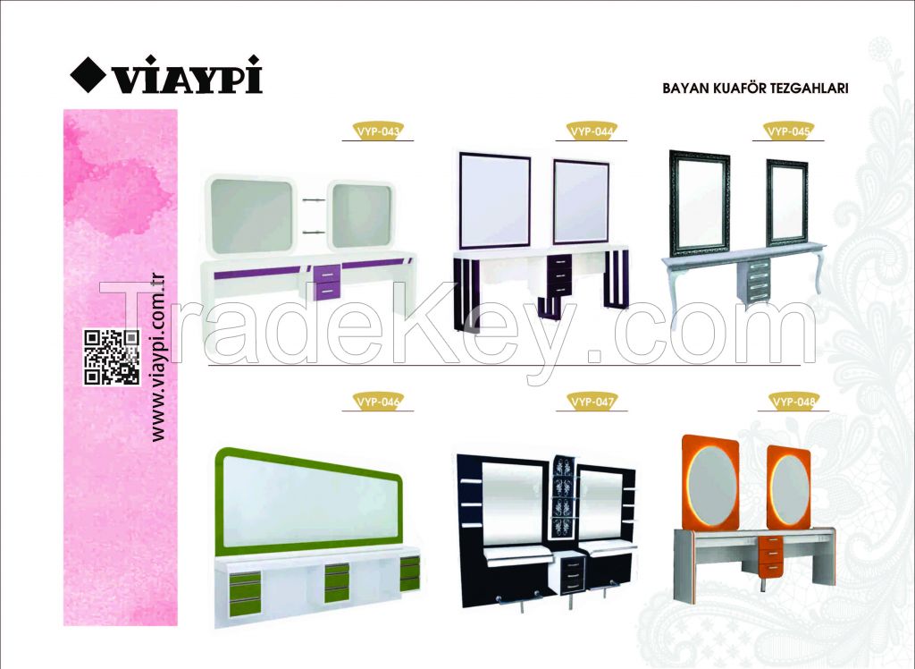 Barber Shop Mirrors , Barber Mirrors , Barber benches , Beauty Salon Mirrors , Salon Mirrors For Hairdressers , Hairdressing Benches , Viaypi Company , Barber Chairs , Hairdressing Tables , Barber Tables