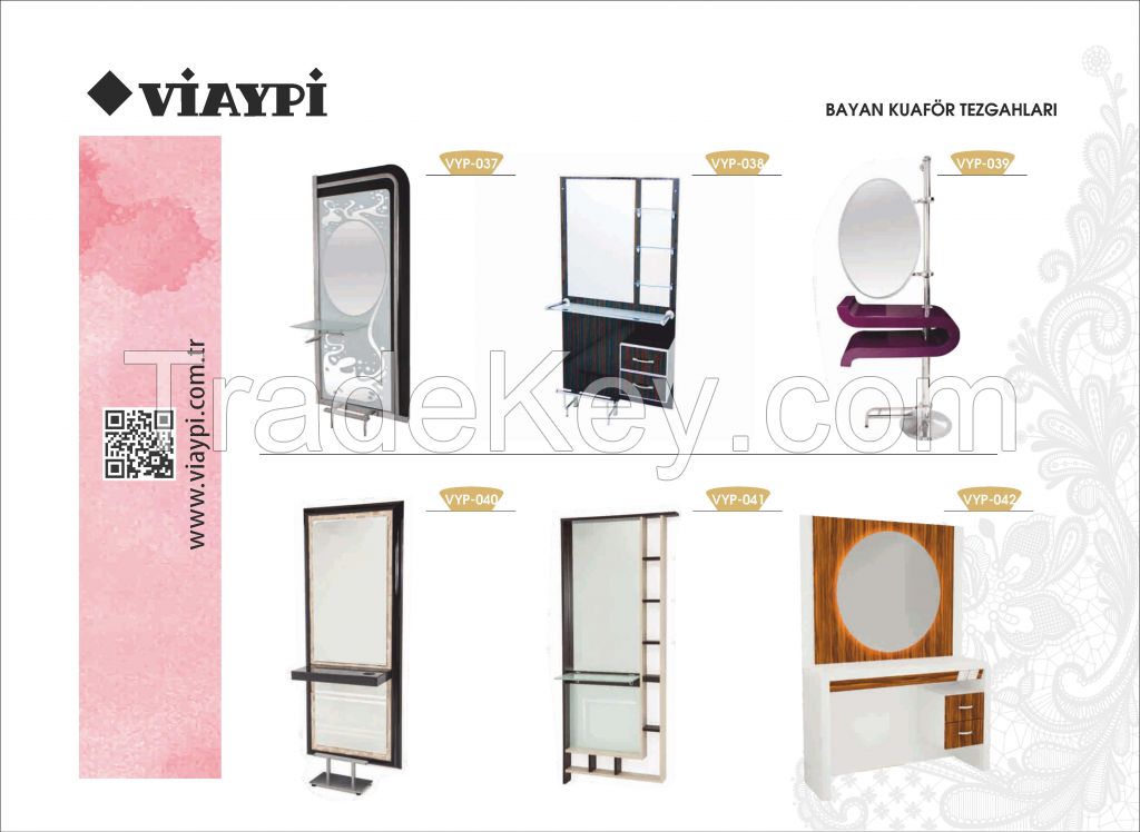 Barber Shop Mirrors , Barber Mirrors , Barber benches , Beauty Salon Mirrors , Salon Mirrors For Hairdressers , Hairdressing Benches , Viaypi Company , Barber Chairs , Hairdressing Tables , Barber Tables