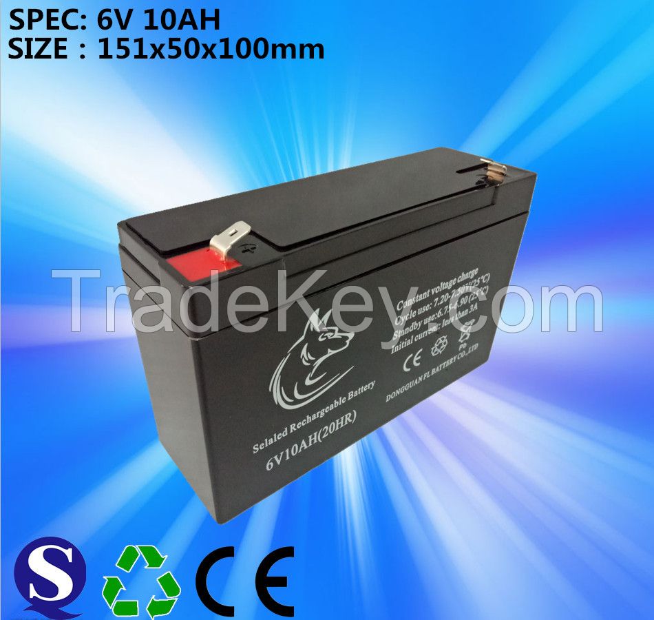 Dongguan FL Hot Sales Sealed Lead Acid Battery 6v 10ah AGM Battery From China