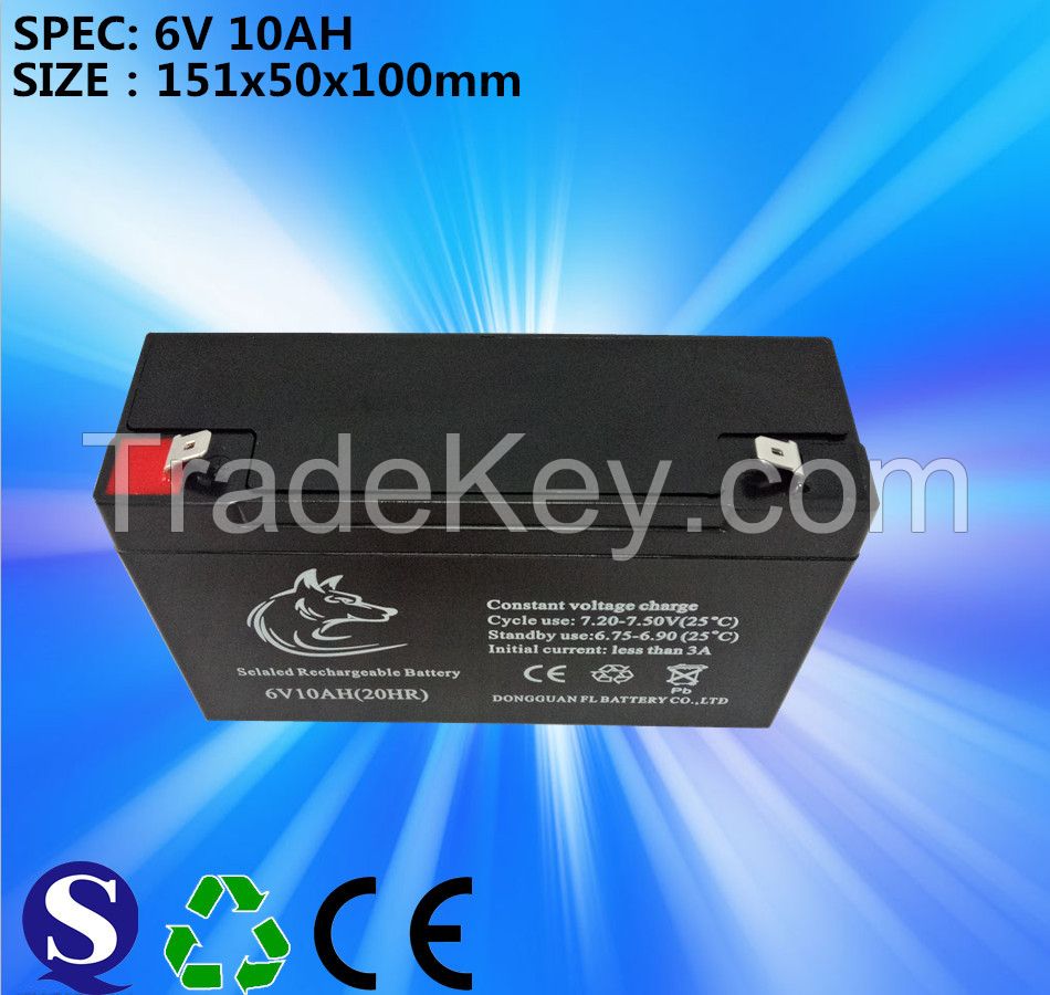 Dongguan FL Hot Sales Sealed Lead Acid Battery 6v 10ah AGM Battery From China