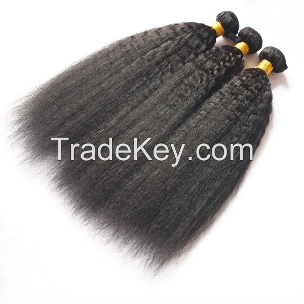 Faceworld hair virgin remy kinky straight human hair weft