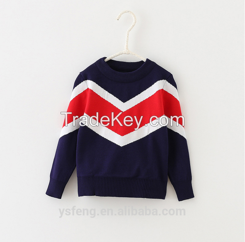 Fashion Color Patchwork Children Sweater Baby Boy Sweater Designs