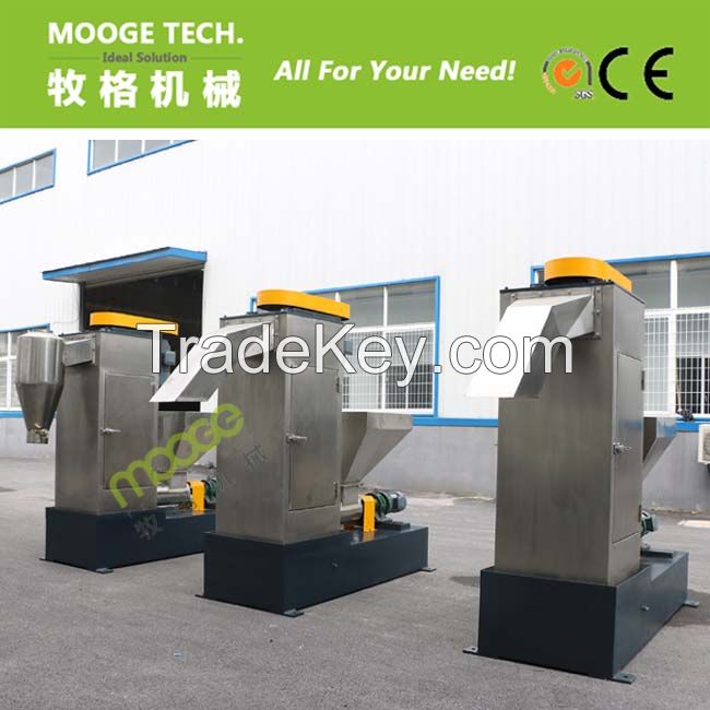 Plastic dewatering machine for plastic recycling line