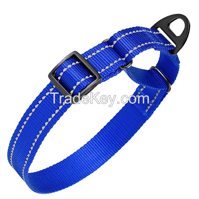 nylon dog collar with reflctive stripes , durable dog collar for small medium large dog