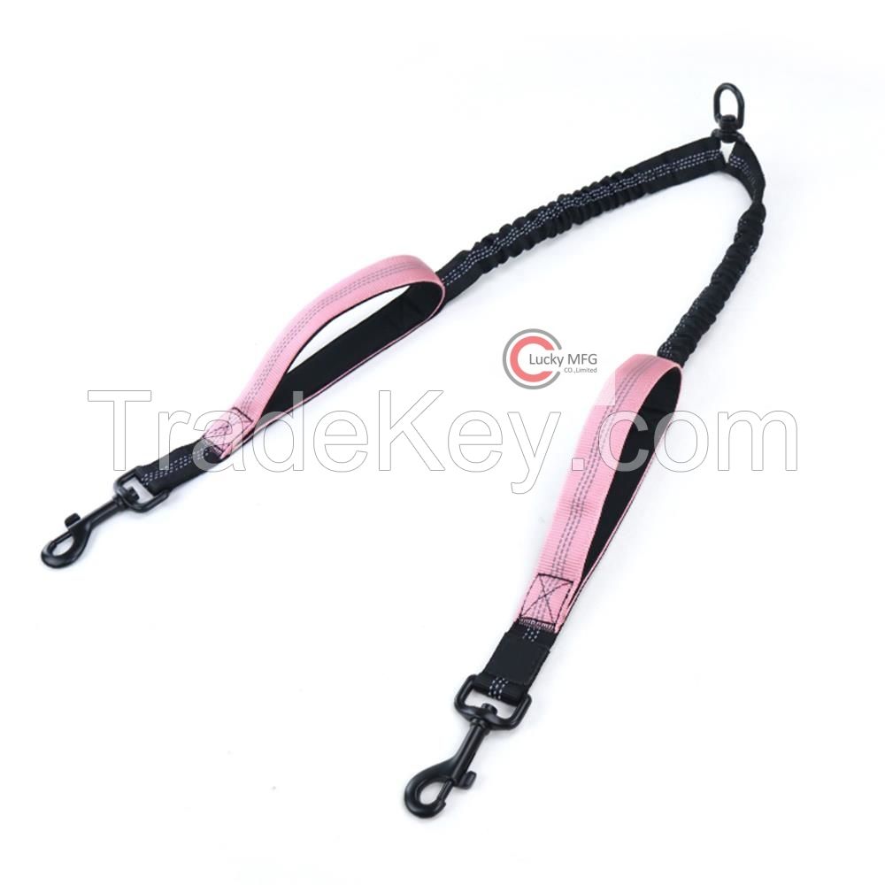 double dog leash, durable nylon dog leash for 2 dogs