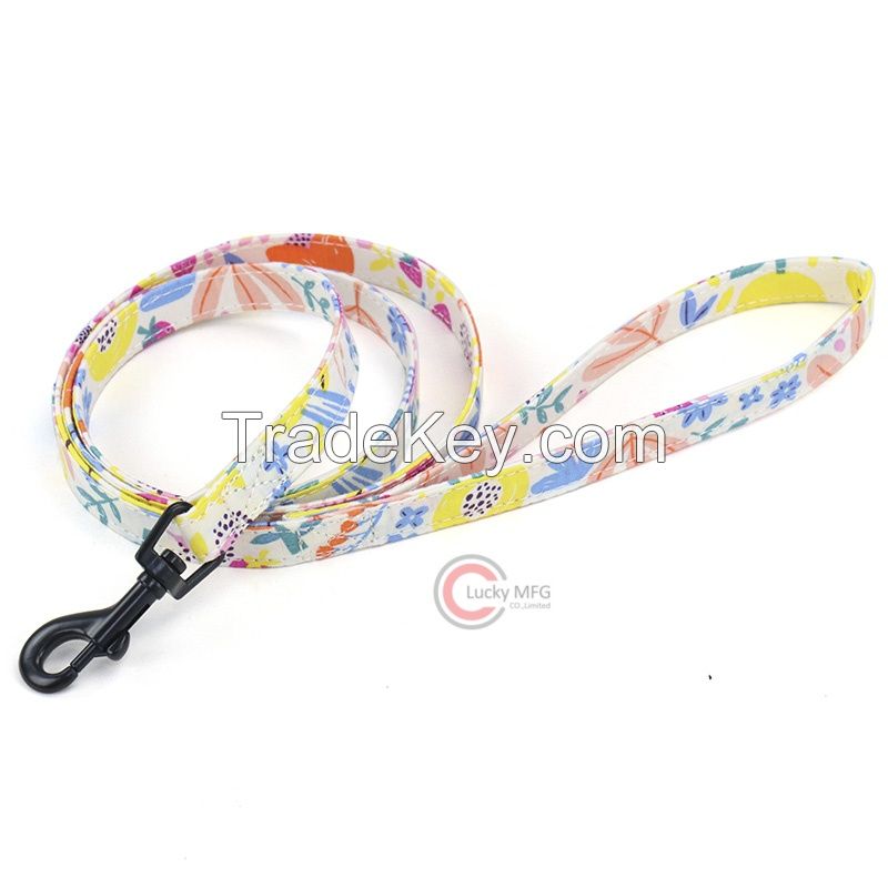 custom Cotton fabric Pet Cat Dog Harness Leash Lead Collar Set