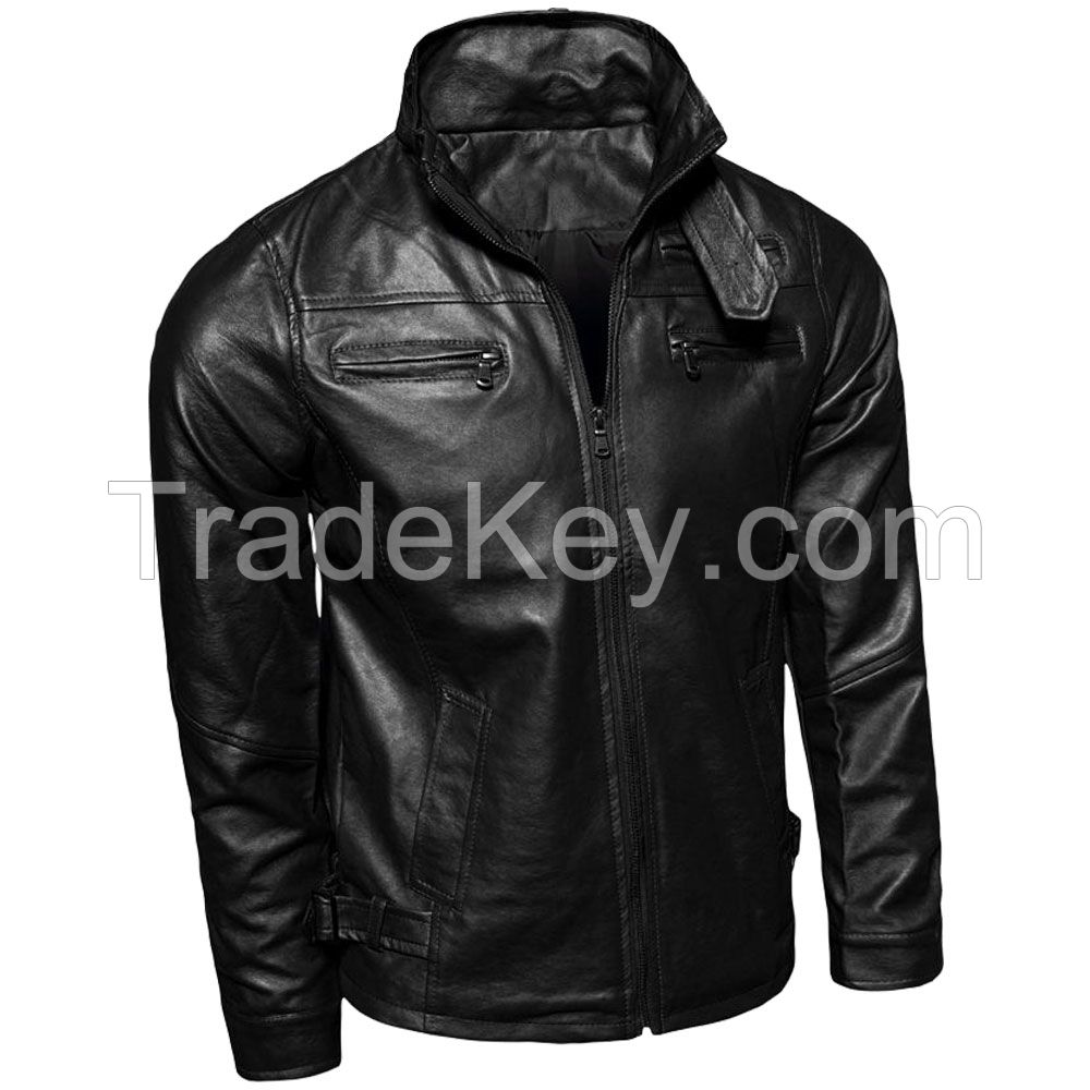 LEATHER MEN FASHION JACKET KMX-0087