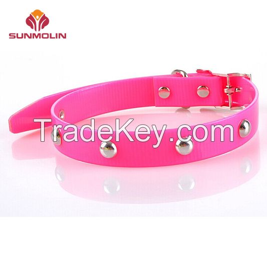 Plastic TPU coated dog collar with metal dots